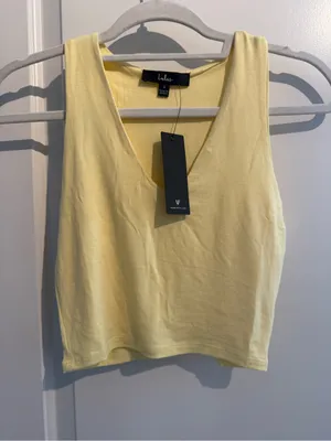 Lulu's Pale Yellow Cropped Tank Top thumbnail 2