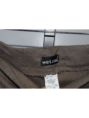 Wet Seal Trousers Sz L Taupe Brown Sparkle Tweed Straight Leg Pants Y2K Vintage thumbnail 5