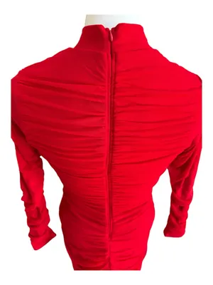 OYS Ruched Long Sleeve Dress Red Medium NWT thumbnail 5