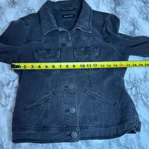 Massimo Dutti Black Button up denim jean jacket size medium casual thumbnail 7