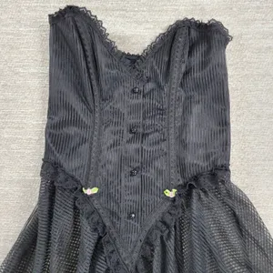 VTG E Bole Gothic Corset Lingerie Dress Small Black Sheer Mesh Maxi Grunge NEW thumbnail 15