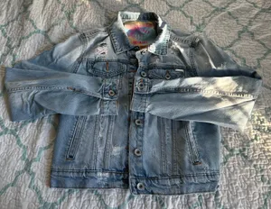 Super dry Distressed Denim Jacket  thumbnail 1