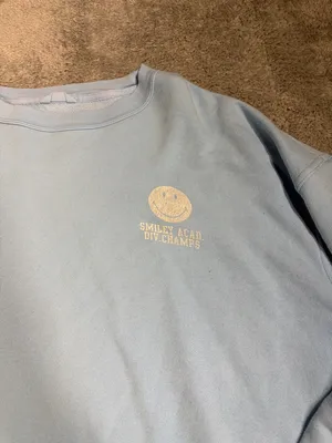 Aerie Light Blue smiley company Crewneck Sweatshirt small thumbnail 2