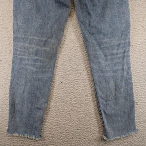 Denim Forum The Nico Mid Rise Skinny Crop Jeans Light Wash Raw Hem Size 28 thumbnail 9