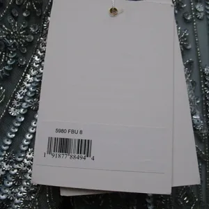 Mac Duggal 5980 Blue High Neck Short Sleeve Crystal Fringe Column Dress thumbnail 16