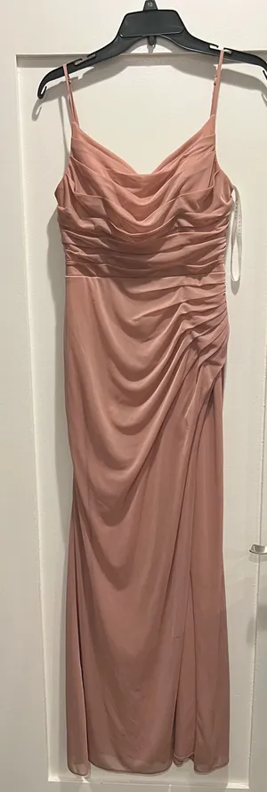 Azazie pink polyester maxi dress in a size 4 thumbnail 1