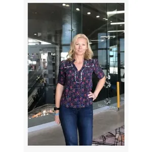 Nanette Lepore Ditsy Daze Top in Blue 4 Womens Silk Floral Blouse thumbnail 11