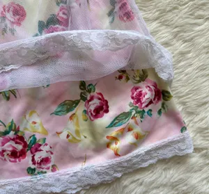 Pucker Up Slip Nightgown Sleepwear Vintage Floral Lace Pink L thumbnail 7
