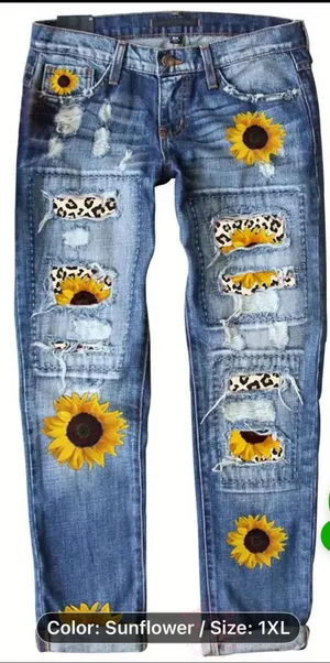 NWOT NWOT #Sunflower Patch #Distressed Blue #Jeans Size 14 thumbnail 3