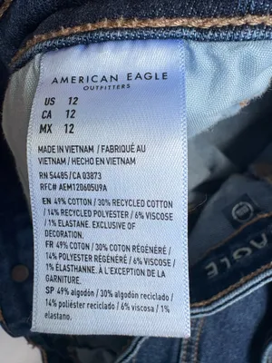 American Eagle Mom Short Size 12 High Rise Blue Stretch Denim Frayed Hem Shorts thumbnail 5