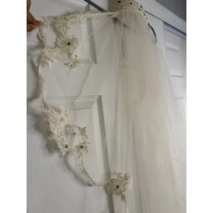 Priscilla Wedding Veil Comb Headpiece Lace Sheer Floral Ivory Wedding Ethereal thumbnail 6