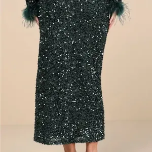 Lulu's Glittering Sequin green Midi Skirt size large thumbnail 4