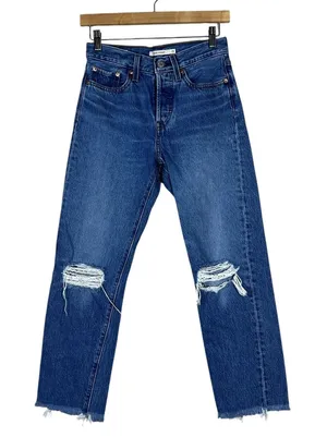 Levis Wedgie Straight Distressed High Rise Jeans Medium Wash Blue Size 25 thumbnail 1