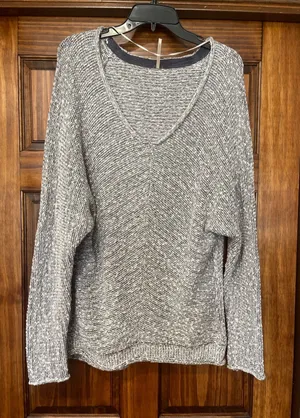 Free People Bright Lights V Neck sweater marked navy small thumbnail 1