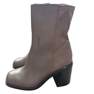 Franco Sarto Penelope Taupe Leather Suede Square Toe Block Heel Boots Size 10M thumbnail 3