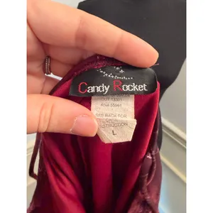 Vintage Y2K Candy Rocket Red Black Glitter Floral Asymmetrical Mesh Dress Whimsy thumbnail 7