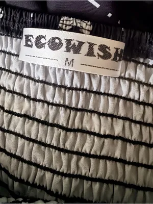 Ecowish Wish Black and White Smocked Dress with Bow Accent thumbnail 4