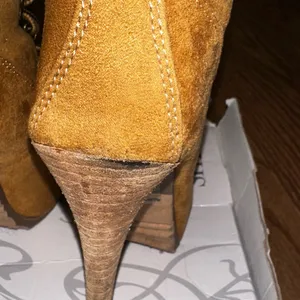 Women's Tan Suede Lace-Up Ankle Bootie thumbnail 6