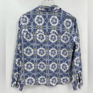 Anthropologie Pilcro Size S Blue Green Batik Long‎ Sleeve Button Up Top thumbnail 2
