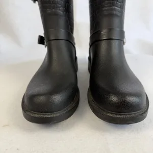 Sam Edelman Keigan Womens 8‎ Black Buckle Rubber Croc Embossed Rain Boots thumbnail 5