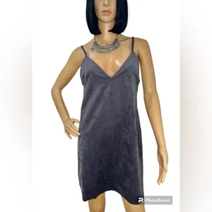 Aritzia Wilfred Free Viviene Slip Spaghetti Strap Gray Microfiber Dress Medium thumbnail 4