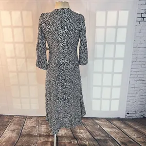 Abercrombie & fitch black and white spotted true wrap long sleeve dress size xsp thumbnail 5