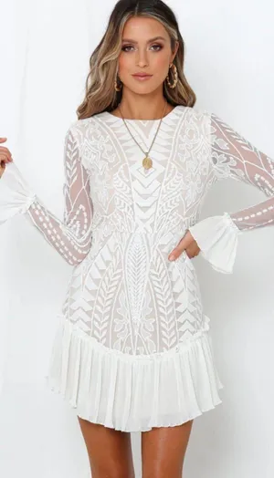 Hello Molly Spend All Your Time White Lace Mini Dress thumbnail 1