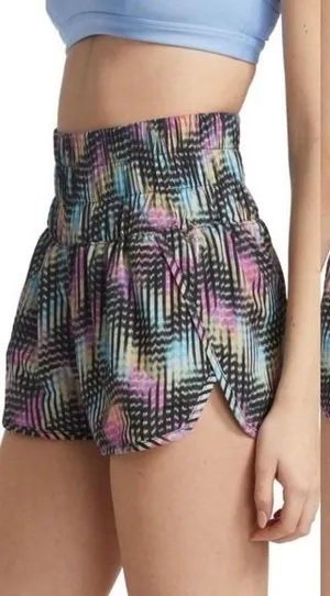 Free People Movement The Way Home Abstract Print Running Shorts Multi Size M thumbnail 1