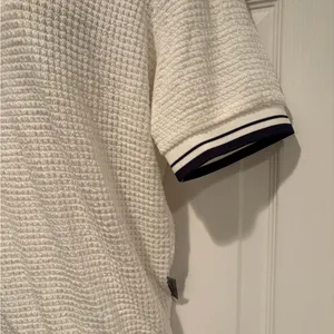 Foray Golf Textured Polo Sweater Top Large White Navy Coastal‎ Preppy Chic thumbnail 5