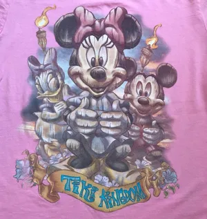 Disney Studios Collection Tiki shirt Pink short sleeve ringer tee size small thumbnail 2