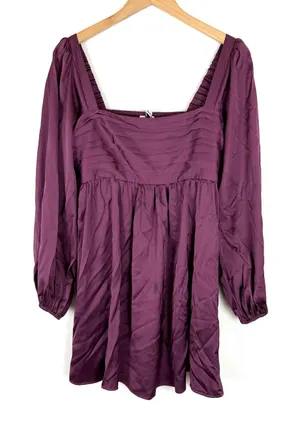 Abercrombie Emerson Satin dress in Wine thumbnail 1