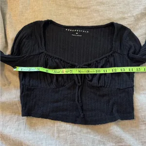 Aeropostale Black Long-Sleeve Crop Top thumbnail 7