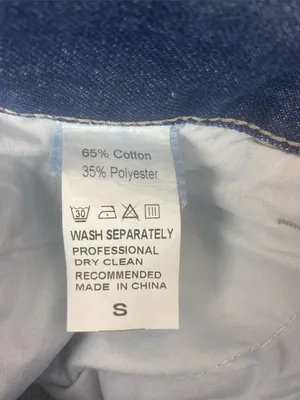 Barrel Wide Hem Rivet Trim High Rise Blue Jeans S thumbnail 3