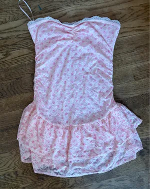 Loveshackfancy x PINK strapless lace mini dress thumbnail 5