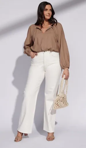 Abercrombie x Tia Booth Tan Linen Blouse thumbnail 1