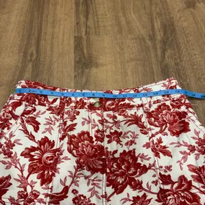 Ann Taylor Womens Red White Floral 100% Linen Mini Pencil Skirt Size 10 Pockets thumbnail 6