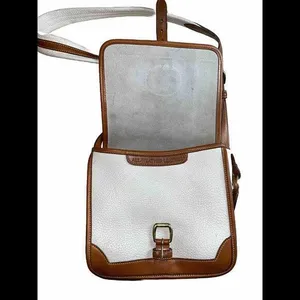 VTG Dooney & Bourke Tan/Cream/Brown Purse Signature Logo Buckle‎ Handbag thumbnail 2
