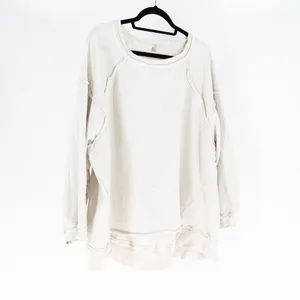 Free People One To Beat Cotton Terry Lined Oversized Off Shoulder Sweater Ivory thumbnail 1