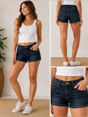 Celebrity Pink Dark Wash Denim Shorts thumbnail 2