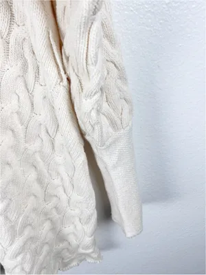 FREE PEOPLE For The Love Of Cables Knit Sweater Cream Turtleneck Sweater Dress thumbnail 7