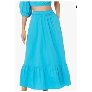 The Drop Ocean Blue Anupa Cotton Tiered Midi Skirt Pockets Womens XXL‎ NWT thumbnail 3