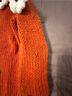 Cato Rust Orange Open-Front Cardigan with White Flower Accents thumbnail 4