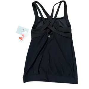 Athleta Black Strappy Criss Cross Back Active Tank Top with Built-in Bra XS NWT thumbnail 2