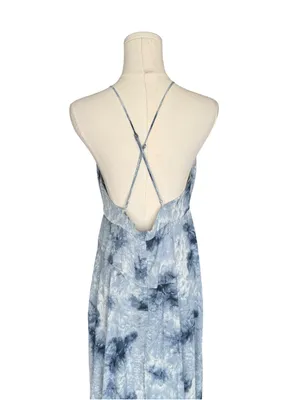 ASTR The Label - NOW Holland Blue Tie Dye Ruffle Maxi Dress Sz L thumbnail 6