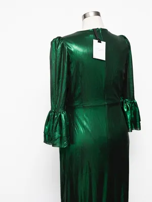 Pomander Place - Emerald Crinkle Lurex Lillith Maxi Dress thumbnail 10