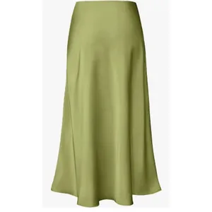 Modegal Women's Satin High Waist Midii Skirt Green M thumbnail 2
