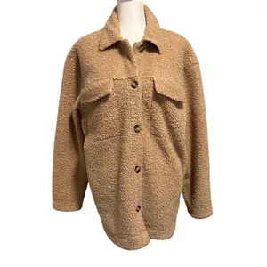 Banana Republic Factory Women’s Size S Bonded Sherpa Shacket Tan Camel thumbnail 2