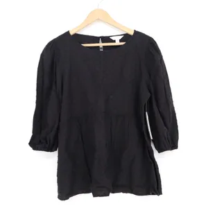Time and Tru Womens Black Swiss Dot Peplum Top 3/4 Puff Sleeve Size M 8-10 NEW thumbnail 2