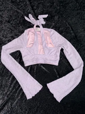 Oh Polly Lavender Lacey Halter Crop Top thumbnail 1