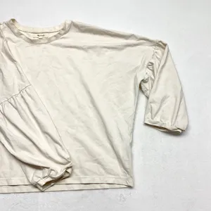 Madewell Puff Sleeve Tee Womens Size M Cream Ivory Cotton Blend Relaxed‎ Top thumbnail 2